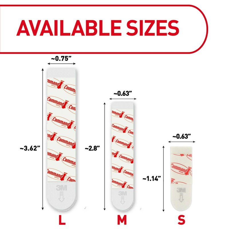 Command Indoor Large Replacement Strips, 20 Strips, Damage-Free Wall Hanging, Re-Hang Large Hooks for Home and Wall Decor, Holds up to 5 lb, White Adhesive