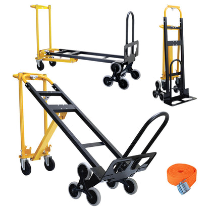 Southhelp 1000 LBS Industrial Convertible Hand Truck,3 in 1 Stair Climbing Dolly Cart,Stair Dolly Climber Heavy Duty with Solid Wheels for Moving,Transport in Warehouse,Office(Yellow)