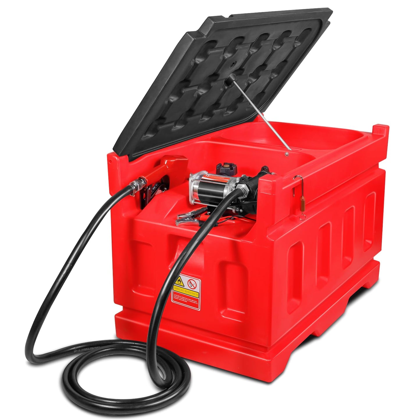 Portable 48 Gallon Fuel Tank with Pump for Gasoline & Diesel, 15GPM High Flow Rate 12V DC Self-Priming Fuel Transfer Pump, 13.1ft Hose, Auto Fueling Nozzle, for Easy Fuel Transportation