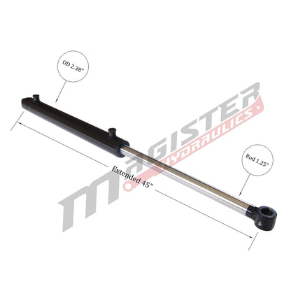 Magister Hydraulics Double Acting Hydraulic Cylinder - Tang Universal Hydraulic Cylinder 2" Bore, 18 inch Stroke Tang Style (2x18)