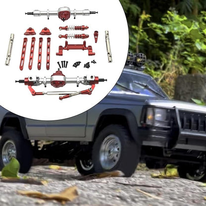 RC Car Upgrade Parts Front and Rear Assembly Kits Metal for MN82 LC79 MN78 1/12 Scale RC Hobby Car Red 15x20x5cm
