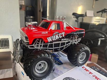 Highspeed Entry Level red rc Monster Truck with Light Spray 2.4GHz Upright 360 Rotate 4WD Monster Trucks rc Cars 20+ KM/H Monster Trucks 70min (Max) RuntimeEaster Birthday Gift Toddler Toys 8-12