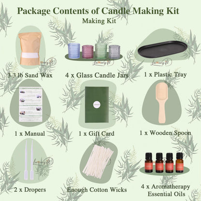 LAMORGIFT Pearled Candle Making Kit- Sand Wax Gift Set- 3.3LB Candle Sand with Wicks, 4 Pcs Glass Candle-Jars with Plastic Tray, 40ml Fragrance Oils Accessories for DIY Scented Candles & Home Decor