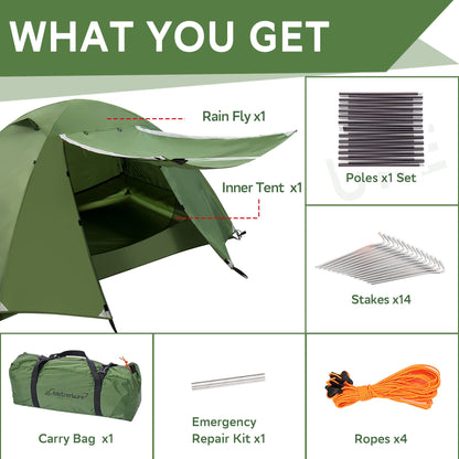 Clostnature Polaris Lightweight Backpacking Tent - 6 Person Waterproof Camping Tent, 3 Season Large Size Easy Setup Tent for Family, Outdoor, Hiking and Mountaineering