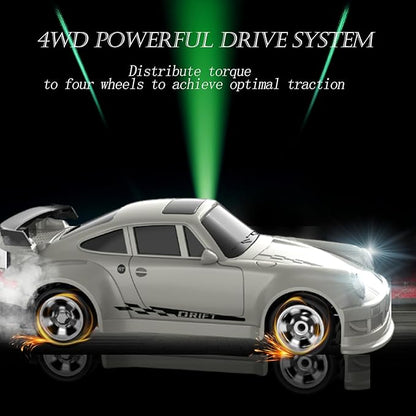 Mini RC Drift Car 1/64 RC Remote Control Car High Speed 2.4GHz Full Proportional RTR Micro Sports Racing Drift 4WD HobbyFast Race Vehicle with Lights Model Toys Gift for Kids Boys Adults
