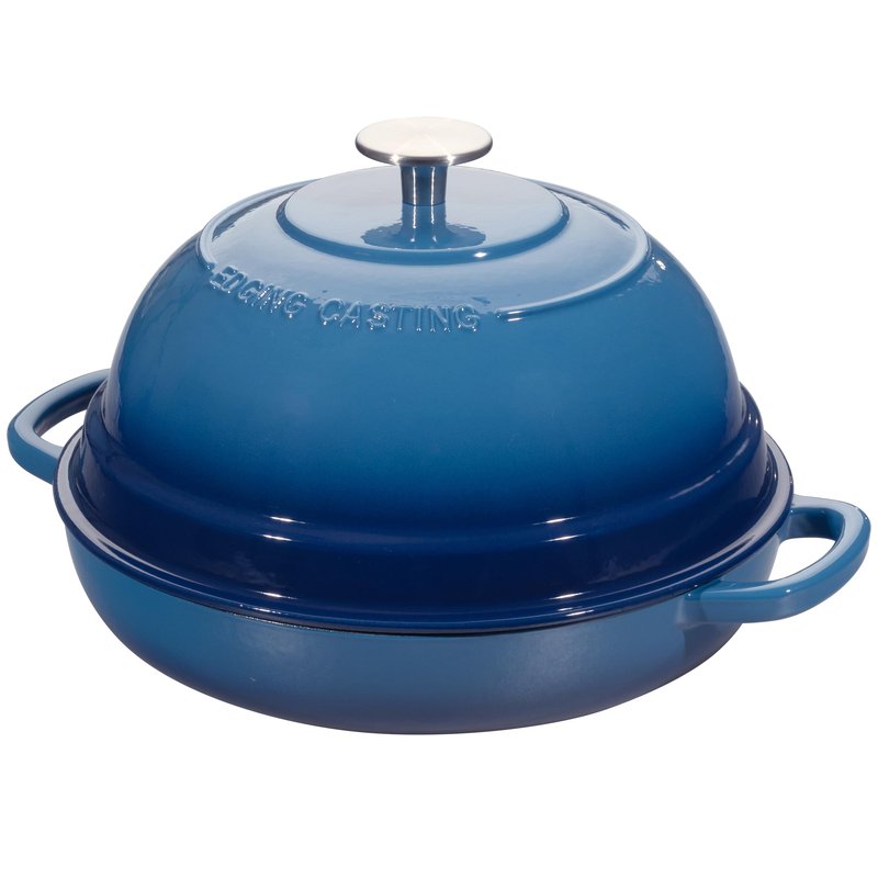 EDGING CASTING Enameled Cast Iron Dutch Oven Pot with Lid, Round Bread Oven for Homemade Sourdough Bread Baking, 6 Quart, Lake Blue