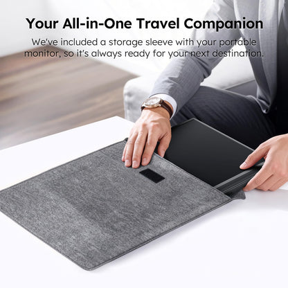 Travel Portable Monitor with Sleeve Bag, 15.6" FHD 1080P Portable Screen for Laptop with Kickstand, USB-C HDMI Second External Monitor, Screen Extender for Laptop Mac Phone PS4/5 Xbox Switch - Black