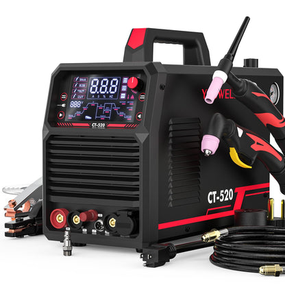 ‎YESWELDER CT-520 Tig Welder & Plasma Cutter, 5-In-1 Multifunctional Welding Machine & Large View Intelligent Auto-Shade Auto-Darkening Welding Helmet