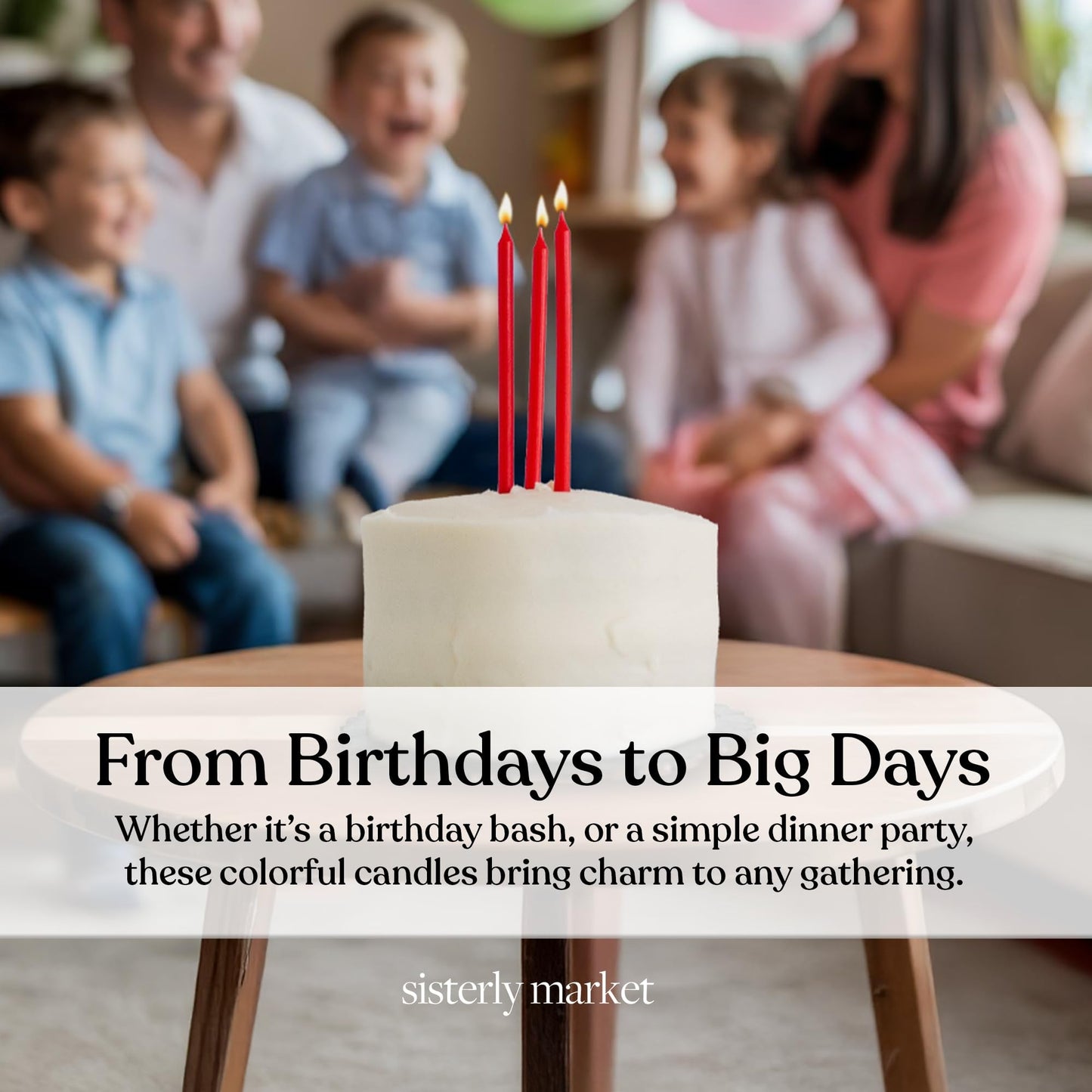 Sisterly Market 20 Count Tall Skinny Red Solid Birthday Cake Candles for Birthday Wedding Party Cakes Decorations