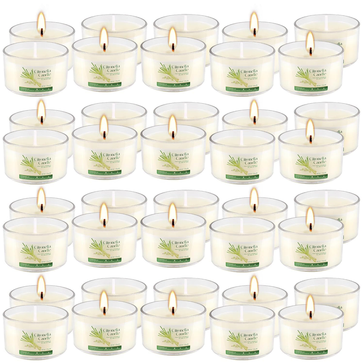 40 Pack 1.5oz Citronella Candles Bulk, Small Soy Wax Candles Bulk, Mini Portable Candles for Outdoor Patio Yard Home Wedding Party Camping Travel