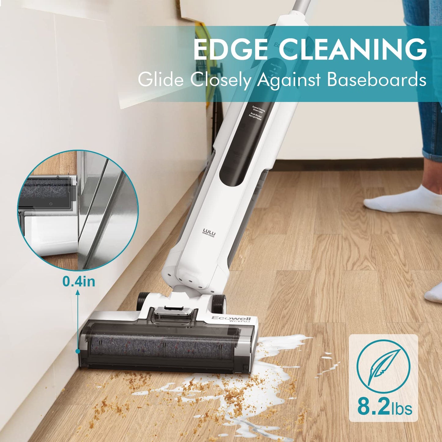 Ecowell Cordless Wet Dry Vacuum Cleaner and Mop, with Self Cleaning for Hard Floor and Area Rug Vacuum Cleaner, 8.2 Pounds