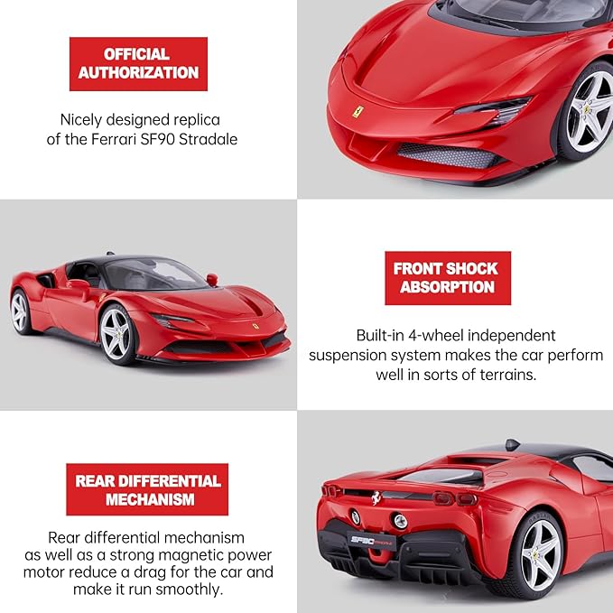 RASTAR 1/14 Ferrari SF90 Stradale Radio Remote Control Car Ferrari SF90 Model Car Toy Car for Boys Kids 2.4G