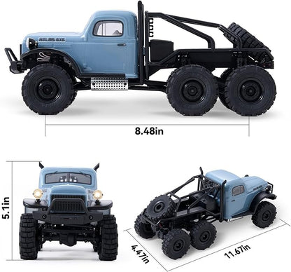 EAZYRC FMS Rochobby 1/10 Atlas Ready Set RC Crawler RC Truck 4X4 with Lighting 2.4GHz RadioBall Bearing Metal-Gear Full4 Link SuspensionRapid Separation Car Body for Adult (1/18 Blue)