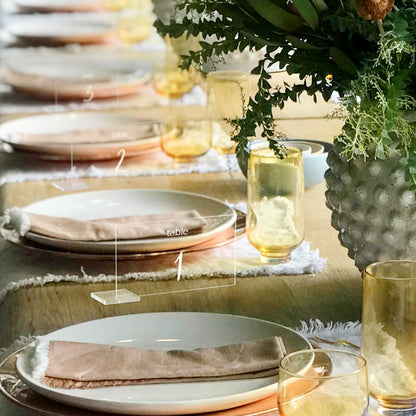 30 Pcs Clear Acrylic Place Cards with Holders, DIY Blank Clear Rectangle Acrylic Name Place Cards, Standing Wedding Guest Names Escort Cards for Wedding Party Dinner Table Setting