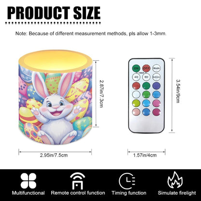 Merkmak 4 Pack Easter Day Flickering Flameless Candles with Timers Battery Operated LED Candles with Remote Tea Lights for Party Decorations, Cartoon Easter Egg Bunny