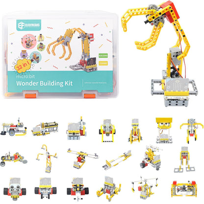ELECFREAKS microbit 32 in 1 Wonder Sensor Kit, Makecode Programmable Learning Kit with Building Bricks/Sensors/Wukong Expansion Board(Without Micro:bit)
