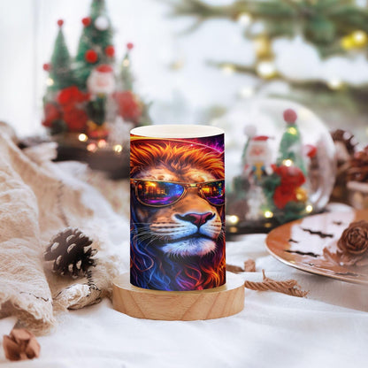 KGLDSNM Neon Lion LED Flameless Flickering Candle with Remote Timer Battery Operated for Indoor Outdoor Party Holiday Home Decor 2 Pack
