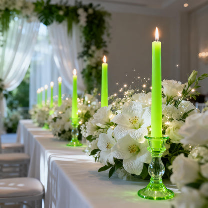 12-Pack Apple Green Taper Candles, 10 Inch Unscented Dripless Candlesticks, Long-Lasting Burn Time of 7-8 Hours, Perfect for Home Décor, Spring and St. Patrick's Day