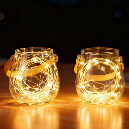 Aguoqwen Hanging Candle Holder with Leather Handle, 1 PCS Clear Glass Tea Light Holders, Small Table Centerpieces Wedding Decor Party Dinner Home Decorations Festivals Christmas