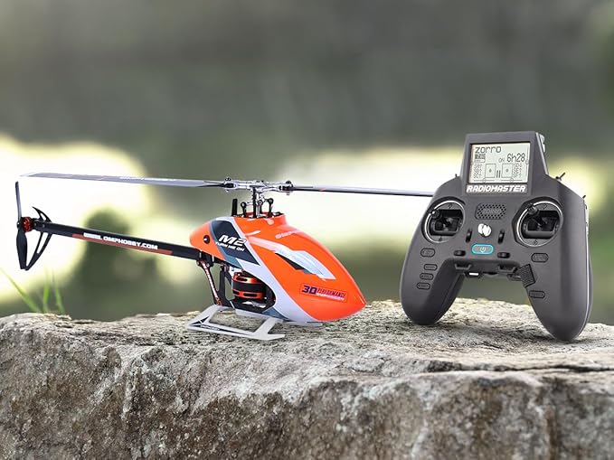 OMPHOBBY M2 EVO MK2 Ready To Fly RC Helicopter Outdoor Dual Brushless Motors Direct-Drive 6CH Remote Control Helicopters for Adults 3D RC Plane with Remote Control Mini Drone RTF Orange