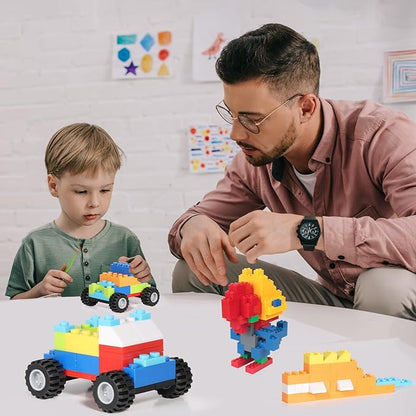 1500 Pieces Building Bricks for Kids with Doors Windows Wheels Tires Axles Classic Building Bulk Blocks Compatible with All Major Brands for Boys Girls Ages 3 4 5 6 7 8 9 10 Year Old