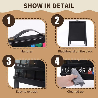 Prize Drop Game Board 21x30 Double-Sided Foldable Design with Wooden A-Frame Chalkboard Sign for Family Carnival Trade Show &amp Party - Includes 10 Coin Drop Discs and Chalk Set Portable Desig