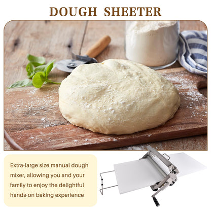 Hututimo 40.9''x15.5" Manual Dough Sheeter with Stainless Steel Roller Foldable Design, Adjustable Thickness Dough Roller Machine for Croissants, Pizza, Pastry, Pie Crust and Baking