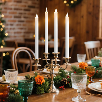yunsheng 11 Inches Flameless Taper Candles Flickering with Remote & Timer, Set of 6 Battery Operated LED Window Candles, White Plastic LED Candlestick with 3D Wick for Christmas Wedding Home Decor