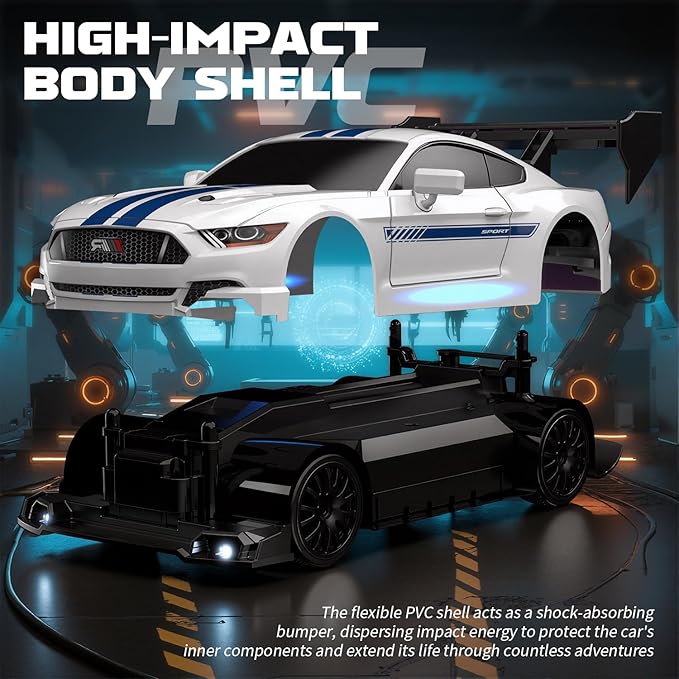 RC Drift Car 1:24 Scale Remote Control Vehicle for Kids2.4GHz 20KM/H 4WD High Speed RC Cars with LED Light Two Batteries &amp Drifting Tires Racing Sport Toy Cars for Adults Boys Girls Kids 8602WH