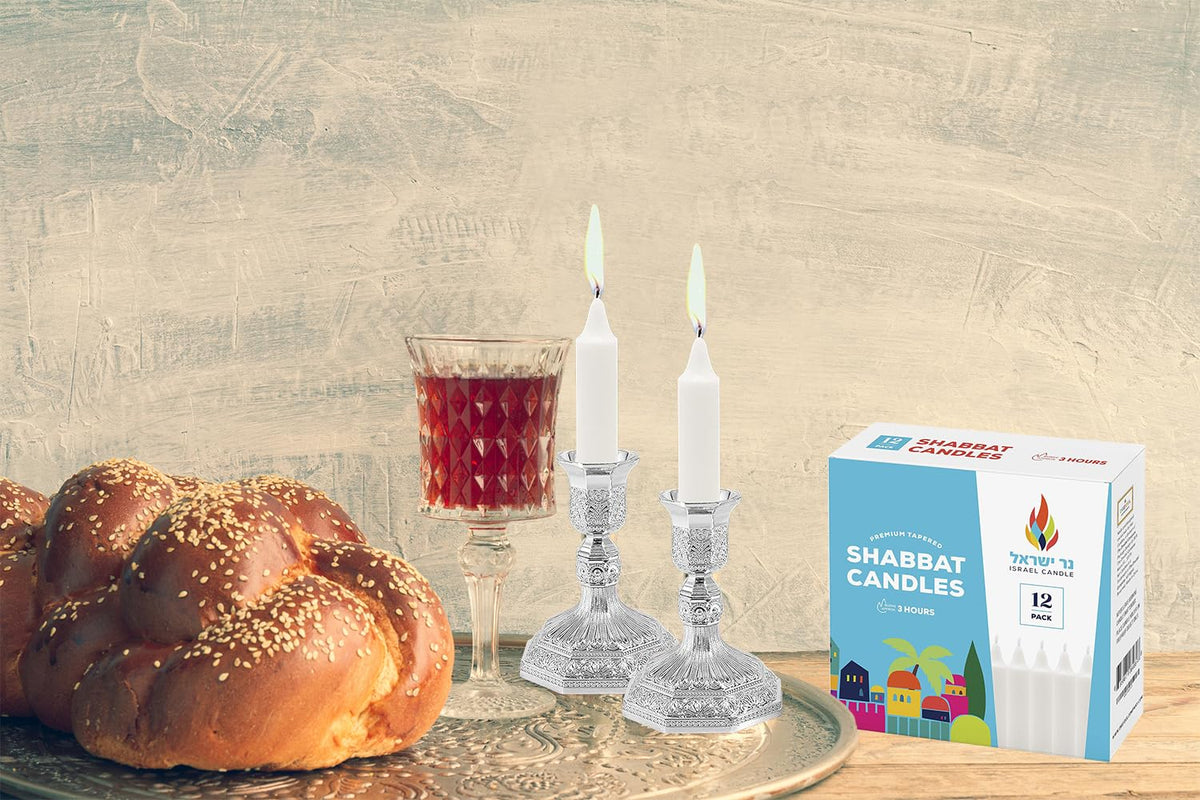 72 Shabbat Candles, 3 Hour White Traditional Shabbos Candle 4 Inch, (72 Pack) Sabbath White Taper Candles