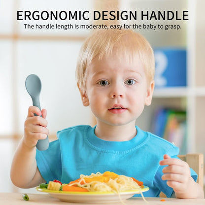 ME.FAN Silicone Baby Feeding Spoons [6 Pack] - First Stage Infant Spoons, Training Spoon for Self Feeding Babies and Toddlers