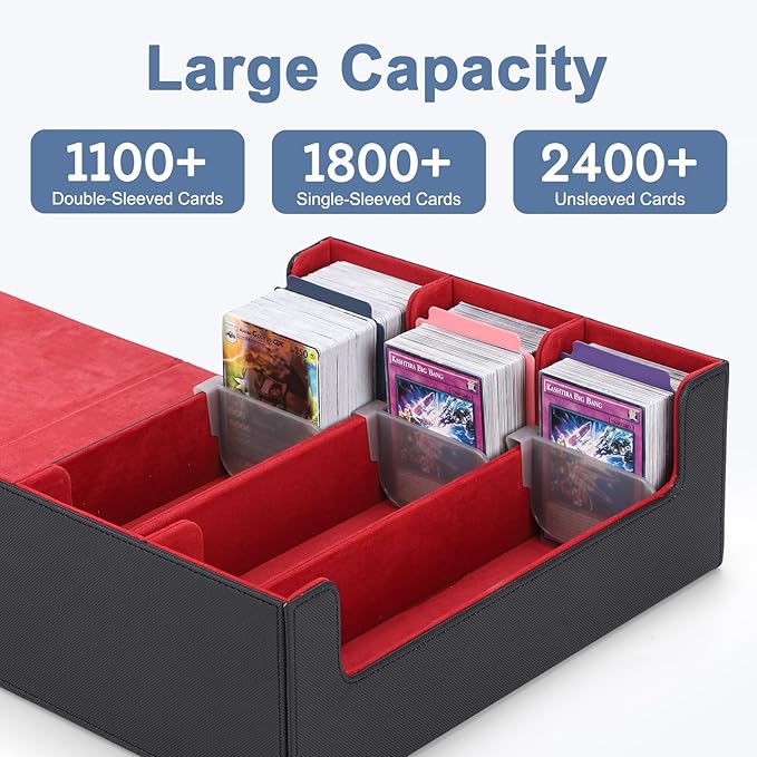 Card Deck Case for Trading Cards 1800+ MTG Card Storage Box Leather Magnetic Closure Storage Box for Magic Commander MTG YuGiOh PKM and Sports Cards