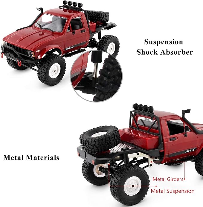 The perseids RC Crawler Offroad RC Truck WPL C14 RC Rock Crawler 4x4 1/16 Scale Remote Control Trucks 2.4G Semi Trucks All Terrain Car RTR Hobby RC Pickup for Adults