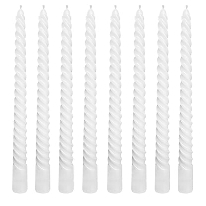 8 Pack 10 Inch White Spiral Taper Candle Set, 7/8 Inch Unscented Driples Candlesticks for Home Decoration, 6-7 Hours Burn