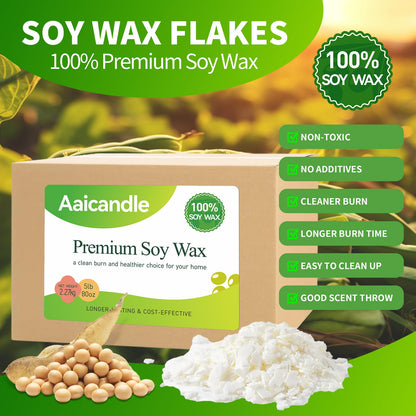 5LB Soy Wax for Candle Making - Natural Soy Wax Flakes Supplies for DIY Candles, Container & Tealight Craft Use, Easy Mel Clean Burn, Ideal for Small Businesses & Etsy Sellers (2270G / 80 OZ)