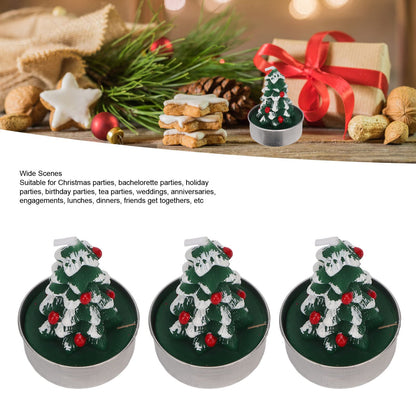 Srliya Christmas Tree Tealight Candles, Premium Paraffin Material, Long Burning Time, Cute Festive Design, 3pcs Tea Candle Holder, for Christmas Parties, Weddings