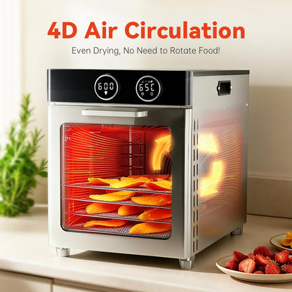 Food Dehydrator Machine, 8 Stainless Steel Trays, 7.24 Sq Ft Large Capacity Food Dehydrator, Precise Temperature Control & Timer, View Window, Dryer for Jerky, Herb, Fruits, Pet Treats