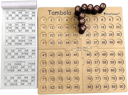 MilesMagic Portable Wooden Bingo Board Game | Housie Tambola Mind Game | Fun and Entertainment Number Calling Party Games with 600 Different Tickets (Amazon Exclusive)