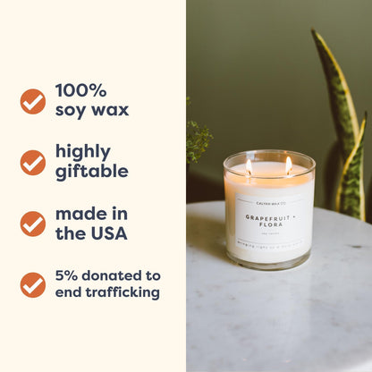 Calyan Wax Co. Seaside & Citrus 2 Wick Scented Candle - 37 Hour Burn - Luxury Clean Soy Wax Candles - Long Lasting Large Glass Jar Candle for Home - 8.8oz