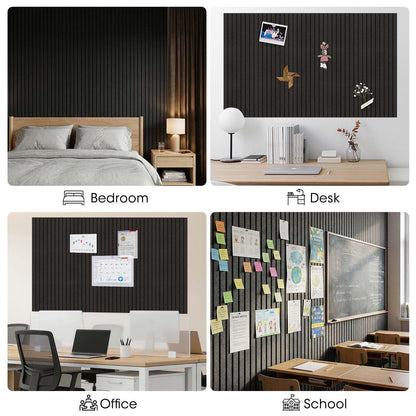 MQAAUP Large Cork Board for Walls 59" x 36",15 Pack 12"X12"Felt Bulletin Board Tiles with 120 Adhesive Tabs,Cork Board Alternative for Office Decor, Push Pin Board Wall Organizer- Black