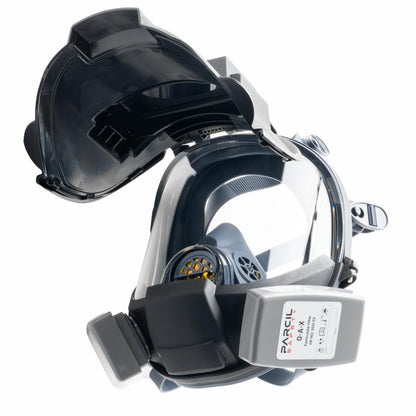 WF-100 Full-Face Welding Respirator – 2 x 4.25" Shade 9 Lens for Welding, Dual P3 Cartridges, Flip-Up Helmet, Compatible with 3M & Honeywell