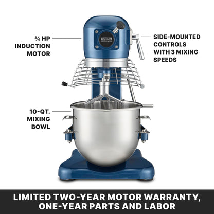 Waring Commercial Luna Planetary Stand Mixer, 10-Quart Capacity, 3/4 Horsepower Motor with Digital Timer, for Professional Bakeries & Commercial Kitchens, WSM10LT