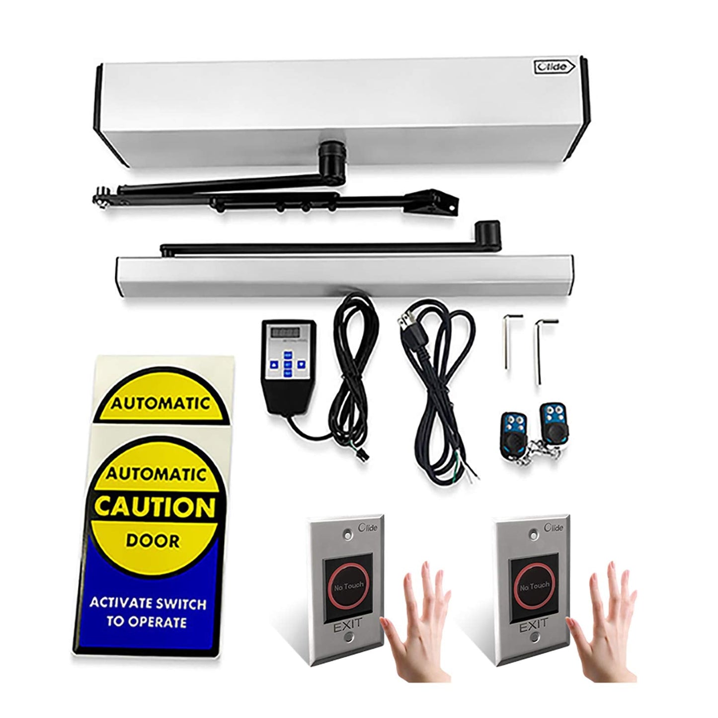 Olideauto Touchless Commercial Door Opener Automatic with 2pcs 304 Stainless Steel Touchless Hand Sensor