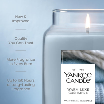 Yankee Candle Warm Luxe Cashmere, Scented Candle, 22oz Large Jar with up to 150 Hour Burn Time, Giftable