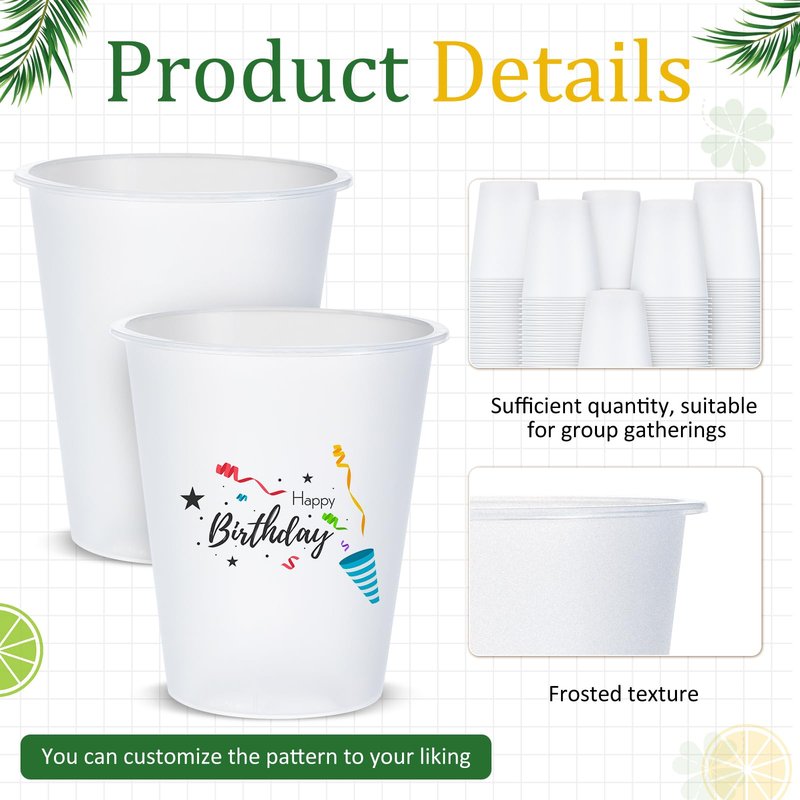 Jingmore 100 Pcs 12 oz Clear Frosted Plastic Cups Bulk for Wedding Stadium Blank Plastic Drinking Frosted Cups Disposable Party Tumblers for Wedding Painting Stadium Events Marketing (White)
