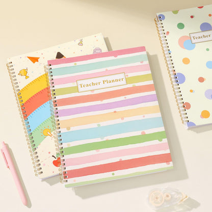 SUNEE Teacher Planner 2026-2027 Academic Year, 7 Periods Lesson Plan Book Jul 2026 - Jun 2027, 8.5"x11"Daily Weekly Monthly Organizers Horizontal Layout with Calendars, Bookmark, Tabs, Pastel Bubbles