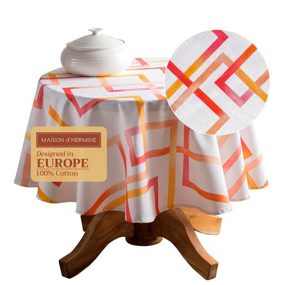 Maison d' Hermine Table Cloth Round Table 100% Cotton 63 Round Inches Tablecloth Reusable Decorative for Dining Kitchen Room Farmhouse Home Gifts for Mothers Day Spring Summer - Summer Maze