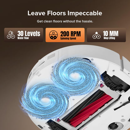roborock Qrevo Master Robot Vacuum and Mop Combo, 10,000Pa Suction, FlexiArm Design Side Brush & Mop, Auto Mop Washing & Drying, Self-Emptying&Refilling, Dock Self-Cleaning, Obstacle Avoidance, White