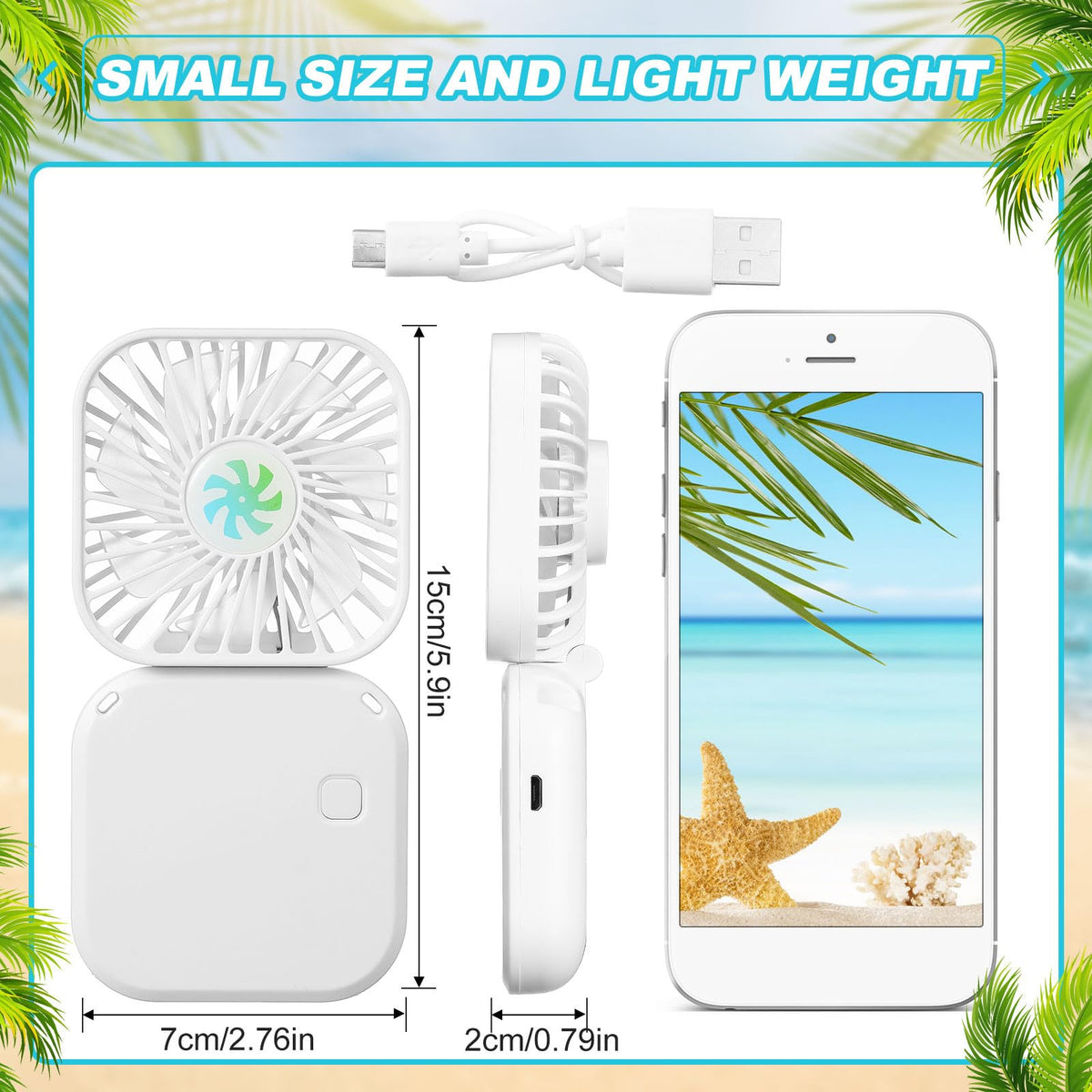 Hortsun 60 Pack Mini Necklace Fans Bulk USB Rechargeable Handheld Folding Fan with 3 Speeds, Quiet Personal Cooling Fans Bulk Gifts for Women, Eyelash, Teachers, Wedding Favors, Travel, Outdoor