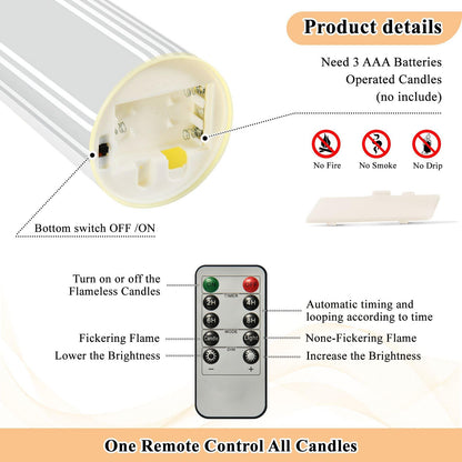 Gravopti Grey Stripe 2 Pack Flameless LED Pillar Candles with Remote & Timer, Battery Operated, Flickering Wax Candle for Wedding, Romantic Home & Party Decor